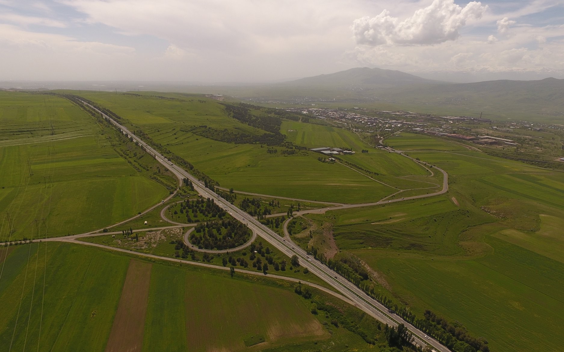 Drone photography of the M4 highway in Armenia.